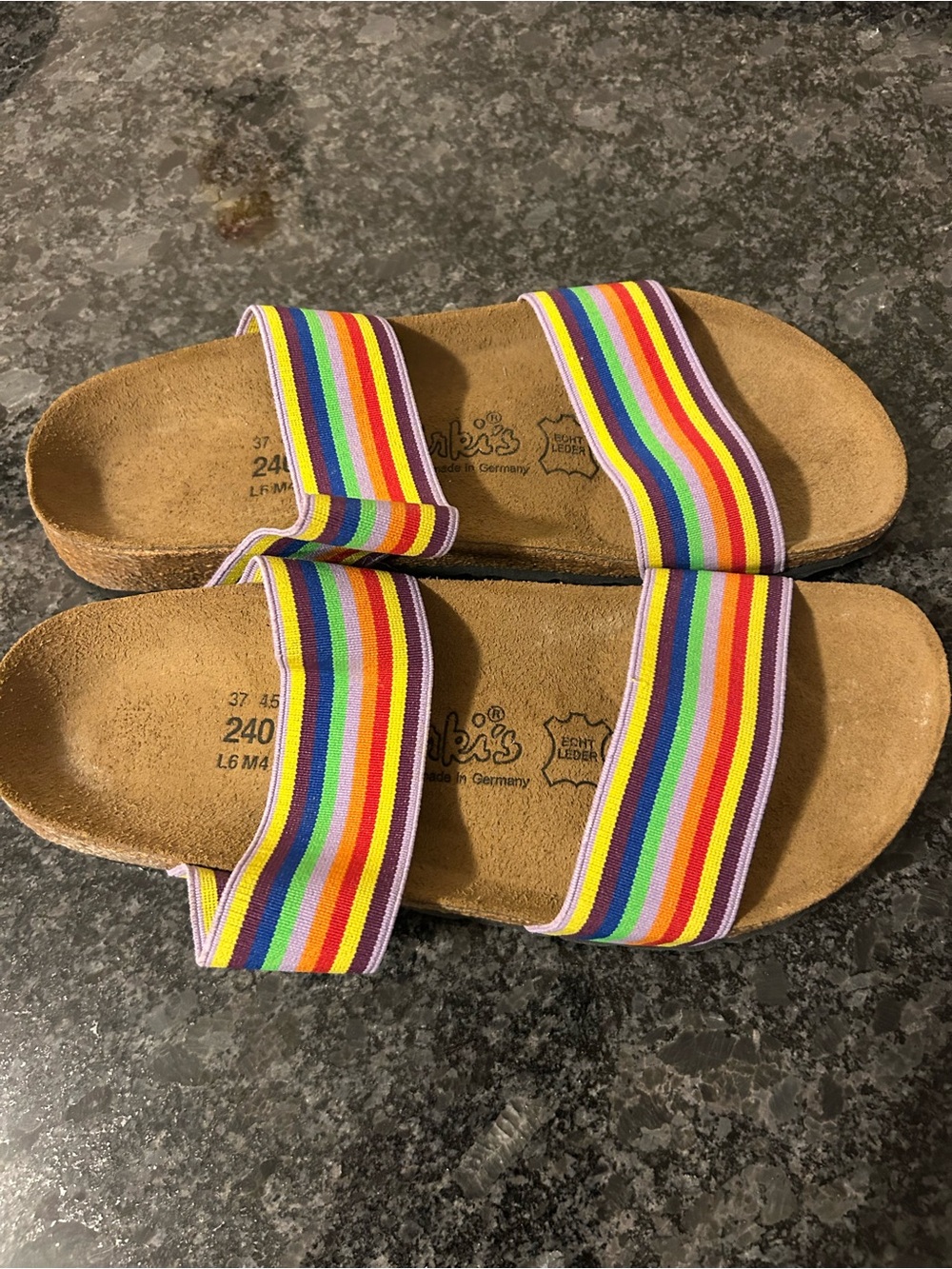 Birkis Curacao Rainbow Stretch Strap Slide Sandals